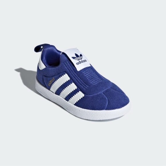 Adidas Gazelle Blue and White Slip-On Sneakers - Picture 1 of 14